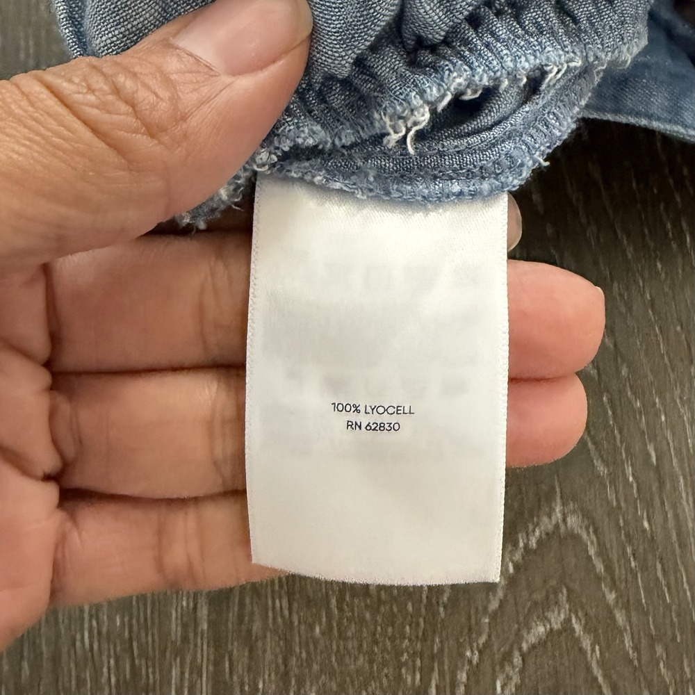 Lands End Blue Chambray Wide Leg 6P Jumpsuit Cottage Boho Resort Travel Coastal - Picture 10 of 11